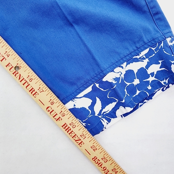 Vintage Orvis Cropped Capri Pants Blue Size 10 Women's Elastic Waist Floral - Picture 11 of 12